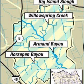 Big Island Slough Activity Center - Big Island Slough is a primary stream to the Armand Bayou Watershed, which covers 60 sq miles of SE Harris County as shown here. - Parks Near Me - Pasadena, Texas