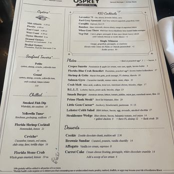The Osprey - Brunch menu - Seafood Near Me - Orlando, Florida