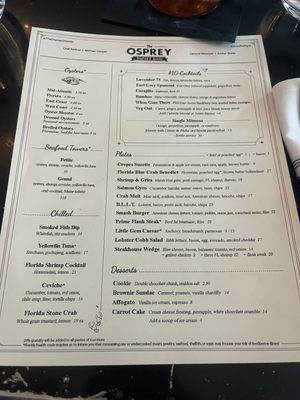 Menu photo 4 The Osprey Orlando, FL