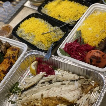 Pardis Persian Grill - Bronzini, baba ganoush, saffron rice, green rice, chicken - Persian/Iranian Near Me - Ridgewood, New Jersey