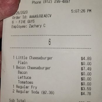 Five Guys - Soda price is crazy.. - Burgers Near Me - Terre Haute, Indiana