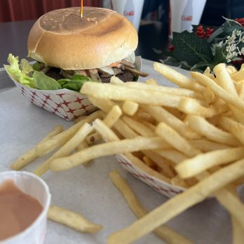 Granny's Drive In - Fries and mushroom Swiss - Burgers Near Me - Heber City, Utah