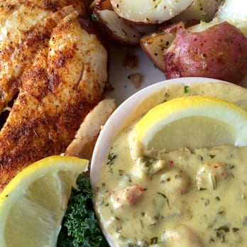 Doc's Seafood & Steaks - "Blackened" flounder. Not really blackened though. Was fresh. - Seafood Near Me - Corpus Christi, Texas
