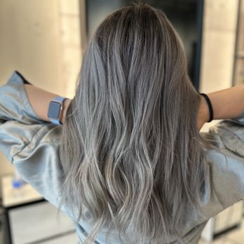 JMY Hair Salon - Balayage ash grey with darker roots - Hair Salons Near Me - Markham, Ontario