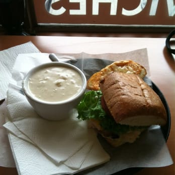 Lou's Cafe - 1/2 & 1/2 COMBO--  A cup of New England Clam Chowder & 1/2 a toasted CBR sandwich - Coffee & Tea Near Me - San Francisco, California