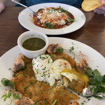 Cafe Pasqual's - Heuvos Barbacoa and smoked trout hash - Vegetarian Near Me - Santa Fe, New Mexico