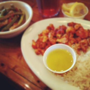 Boudreaux's - Blackened crawfish, white rice, and green beans. - Cajun/Creole Near Me - Houston, Texas