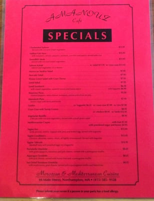 Menu photo 6 Amanouz Cafe Northampton, MA