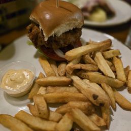 Chicken sandwich and fries