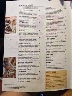 Menu photo 5 El Sur Restaurant Tucson, AZ