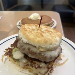 Village at Cedar Park - Chicken Biscuit + original stack of pancakes