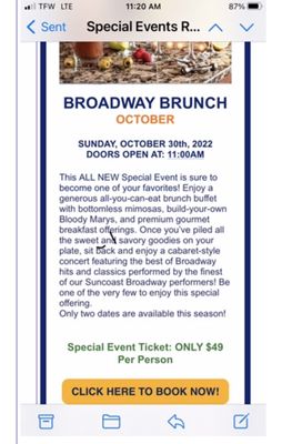 Menu photo 3 Suncoast Broadway Dinner Theatre Hudson, FL Menu photo 3 Suncoast Broadway Dinner Theatre Hudson, FL