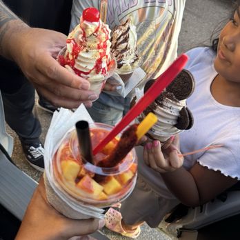 Delight Ice Cream & Drinks - Strawberry sundae. Chocolate sundae. Oreo Monster. Mangoanada w/ Mexican candy straw. - Ice Cream & Frozen Yogurt Near Me - Murrieta, California