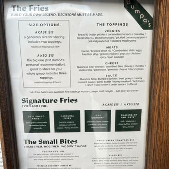 Bumpa’s - Menu - Gastropubs Near Me - Charleston, South Carolina