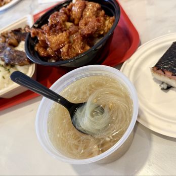 Ipo Hawaiian BBQ - Combo plate, pineapple orange chicken bowl, chicken soup, and spam musubi - Hawaiian Near Me - Poway, California Ipo Hawaiian BBQ - Combo plate, pineapple orange chicken bowl, chicken soup, and spam musubi - Hawaiian Near Me - Poway, California