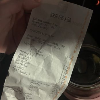 Burger King - The picture of the receipt - Burgers Near Me - Havertown, Pennsylvania Burger King - The picture of the receipt - Burgers Near Me - Havertown, Pennsylvania