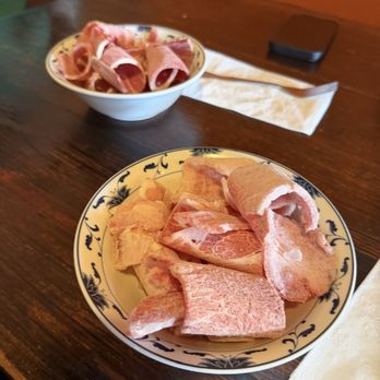 Genghis Khan Mongolian BBQ - The meat they bring you when you order. - Chinese Near Me - Westminster, California