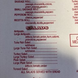 Sorrento Restaurant & Pizzeria - Rolls and salad menu