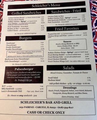 Menu photo 1 Schleicher's Bar & Grill Carlyle, IL Menu photo 1 Schleicher's Bar & Grill Carlyle, IL