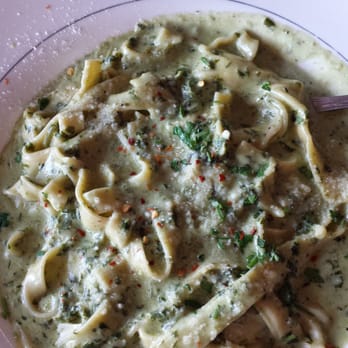 Pomodoro - Tagliatelle with pesto sauce. Blaaaanddd & too creamy for moi. - Italian Near Me - Fort Lee, New Jersey Pomodoro - Tagliatelle with pesto sauce. Blaaaanddd & too creamy for moi. - Italian Near Me - Fort Lee, New Jersey