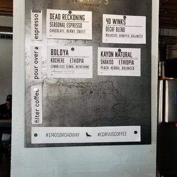 Corvus Coffee Roasters - Pour over and espresso menu. - Coffee & Tea Near Me - Denver, Colorado