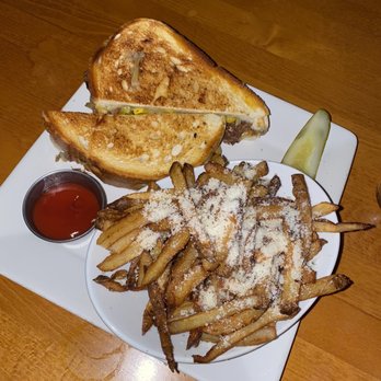 Lower Mills Tavern - Short rib grilled cheese with truffle fries. AMAZING! - Cocktail Bars Near Me - Boston, Massachusetts Lower Mills Tavern - Short rib grilled cheese with truffle fries. AMAZING! - Cocktail Bars Near Me - Boston, Massachusetts