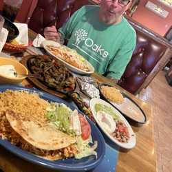 Cocina Azteca - Our dinners and the fajitas to try. Another table got them and they smelled delicious.