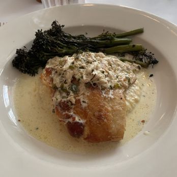McEwen's Memphis - Redfish over polenta w a Roasted Garlic and Crab Sauce w charred Broccolini - Southern Near Me - Memphis, Tennessee