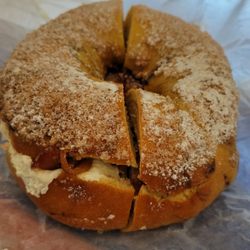 Bagel & Deli Creations - French toast bagel with bacon and cream cheese