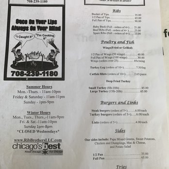 Rib Brothers - Menu - Barbeque Near Me - Alsip, Illinois