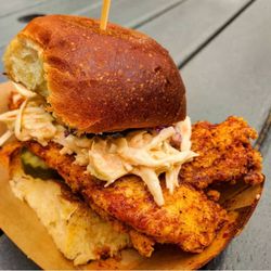Honey’s Chicken Joint - Fried chicken sandwich with coleslaw