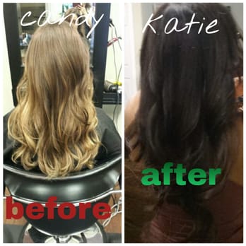 Shear Bliss Salon - left was my amazing ombre hair by CANDY and the right is my transformation from ombre to.chocolate brown by KATIE. - Hair Salons Near Me - Tustin, California Shear Bliss Salon - left was my amazing ombre hair by CANDY and the right is my transformation from ombre to.chocolate brown by KATIE. - Hair Salons Near Me - Tustin, California