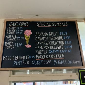 Hefner's Custard - a menu on the wall - Ice Cream & Frozen Yogurt Near Me - Cedarburg, Wisconsin