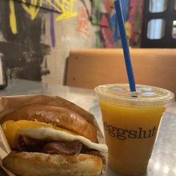 Eggslut - Bacon, Egg & Cheese and Fresh Orange Juice - Breakfast & Brunch Near Me - Las Vegas, Nevada