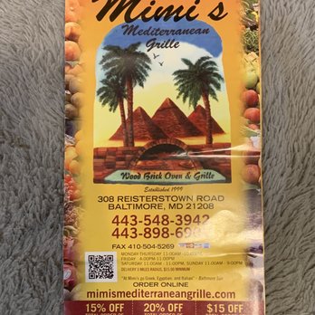 Mimi's Cafe - a picture of the menu - Cafes Near Me - Pikesville, Maryland Mimi's Cafe - a picture of the menu - Cafes Near Me - Pikesville, Maryland