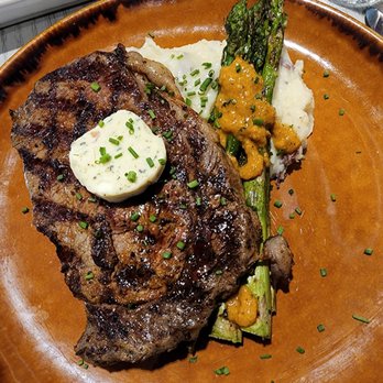 The Cove - Rib Eye with Herb Butter, Asparagus & Garlic Mashed Potatoes - Seafood Near Me - Vancouver, Washington The Cove - Rib Eye with Herb Butter, Asparagus & Garlic Mashed Potatoes - Seafood Near Me - Vancouver, Washington