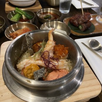 Sam Sunny - Shrimp, Scallop and Caviar Rice Bowl (no, the bowl is not deeper than it looks) - Korean Near Me - New York, New York Sam Sunny - Shrimp, Scallop and Caviar Rice Bowl (no, the bowl is not deeper than it looks) - Korean Near Me - New York, New York