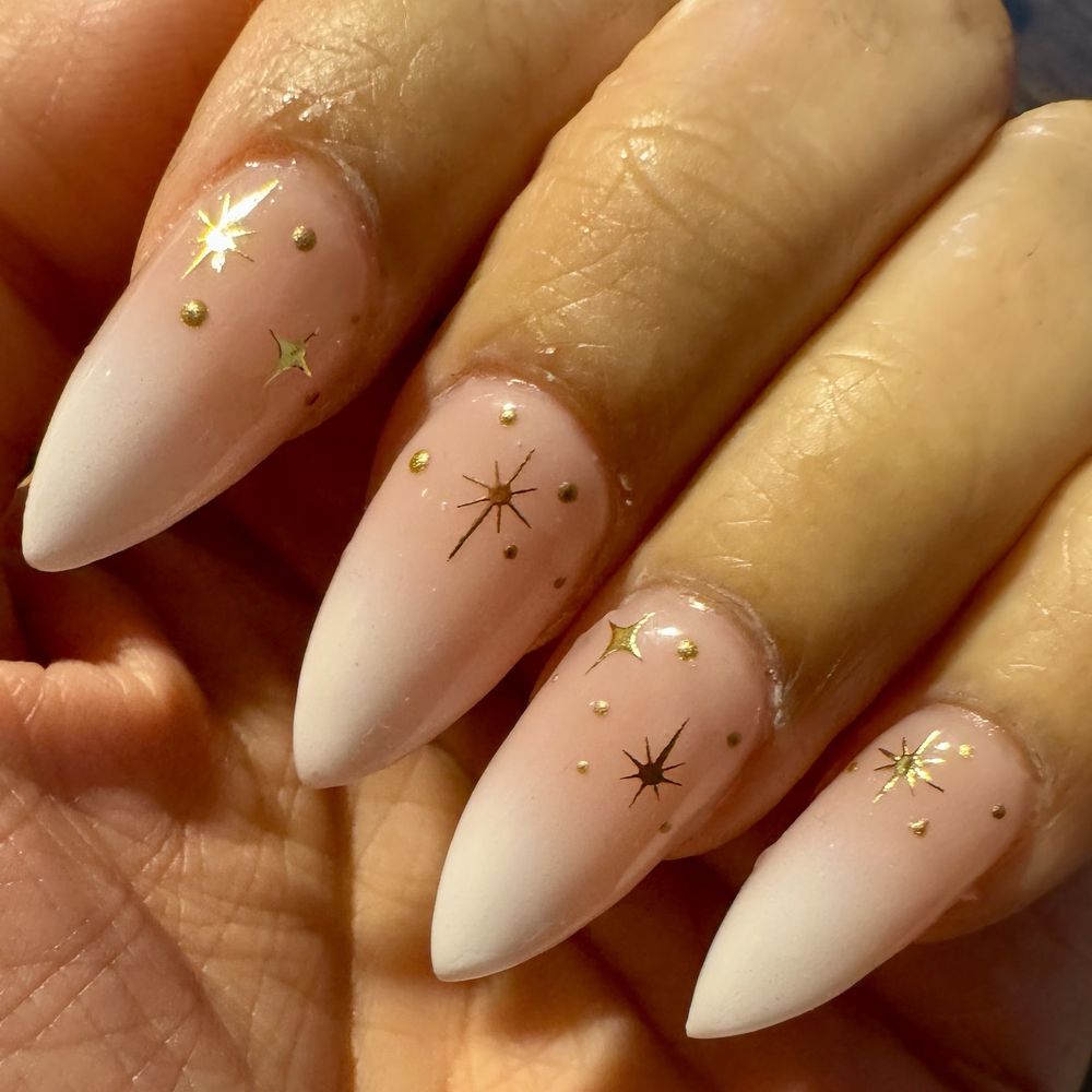 Daily Glam Nails - french ombré with dots n decals - Nail Salons Near Me - Alameda, California