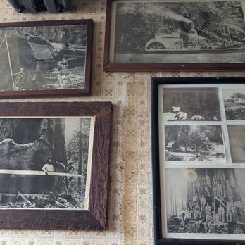 Dick's Place - NorCal historical pics cover the wall. - Bars Near Me - Mendocino, California