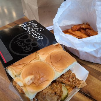 Dog Haus - Glendora Public Market - The Hot Chick and Sweet potatoe fries - Hot Dogs Near Me - Glendora, California Dog Haus - Glendora Public Market - The Hot Chick and Sweet potatoe fries - Hot Dogs Near Me - Glendora, California
