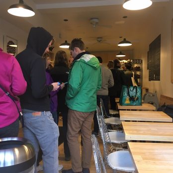 Bagelsaurus - Photo of the line taken from the outside at 7am - their opening time - Bagels Near Me - Cambridge, Massachusetts Bagelsaurus - Photo of the line taken from the outside at 7am - their opening time - Bagels Near Me - Cambridge, Massachusetts