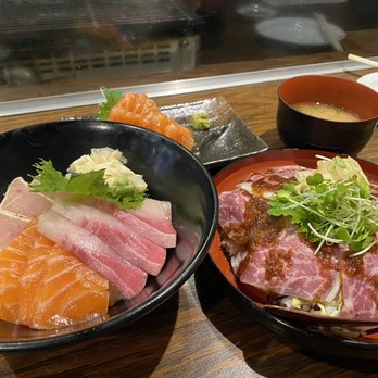 Waraku - Salmon yellowtail bowl and beef wagyu rice - Izakaya Near Me - Torrance, California Waraku - Salmon yellowtail bowl and beef wagyu rice - Izakaya Near Me - Torrance, California