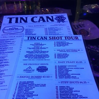 The Tin Can - Menu - Dive Bars Near Me - Kalamazoo, Michigan