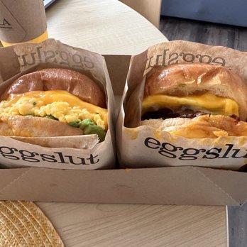 Eggslut - Bacon, Egg & Cheese with avocado added - Breakfast & Brunch Near Me - Los Angeles, California Eggslut - Bacon, Egg & Cheese with avocado added - Breakfast & Brunch Near Me - Los Angeles, California