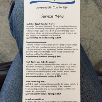 South Bay Beauty - Service Menu - Skin Care Near Me - Redondo Beach, California