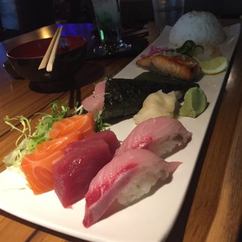 Sasa - Set C Lunch: Salmon with Wasabi Butter, Sake (Mackerel) and Maguro (Tuna) Sashimi, Hamaichi (Yellowtail) Nigiri, and Negihama Hand Roll - Japanese Near Me - Walnut Creek, California Sasa - Set C Lunch: Salmon with Wasabi Butter, Sake (Mackerel) and Maguro (Tuna) Sashimi, Hamaichi (Yellowtail) Nigiri, and Negihama Hand Roll - Japanese Near Me - Walnut Creek, California