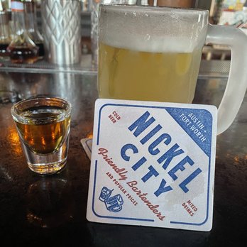 Nickel City - Bad Larry boilermaker special $7 - Dive Bars Near Me - Austin, Texas