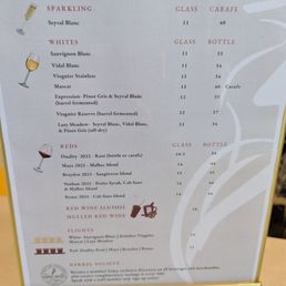Wine menu Wine menu