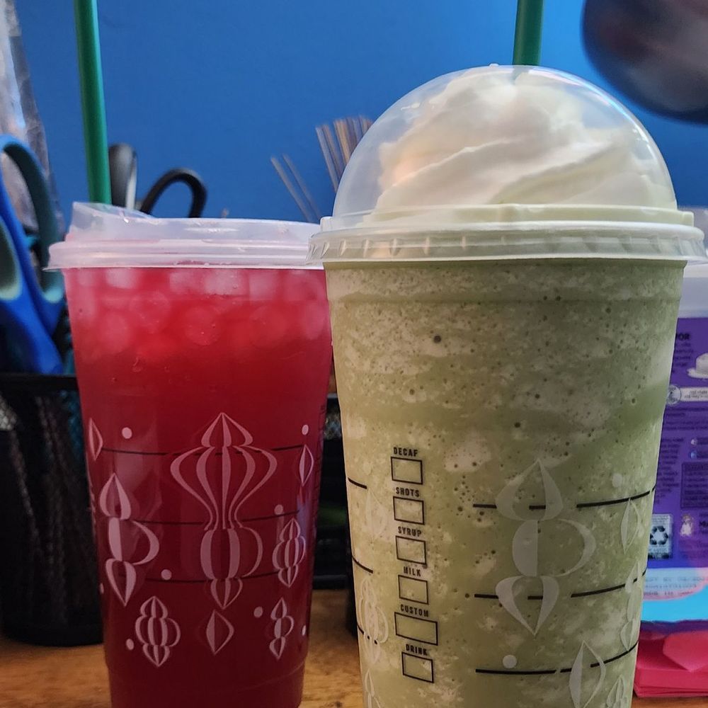 Starbucks - Passion Tea Lemonade + Matcha Green Tea Frappuccino - Coffee & Tea Near Me - Baldwin Park, California Starbucks - Passion Tea Lemonade + Matcha Green Tea Frappuccino - Coffee & Tea Near Me - Baldwin Park, California