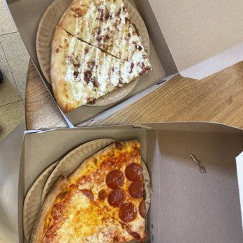Ned's Pizza - Chicken Bacon Ranch, pepperoni, and a plain slice - Pizza Near Me - Ithaca, New York